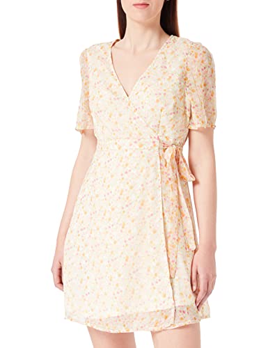 VERO MODA Vmsmilla sukienka damska z krótkim dekoltem w serek WVN Ga, Snow White/Aop: mari, S