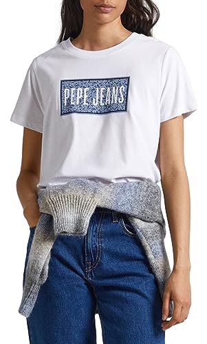 Pepe Jeans Koszulka damska z kotem, Biały (biały), XS