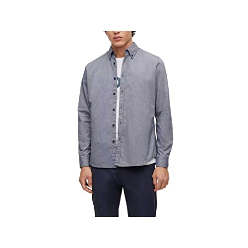 BOSS Męska koszula Rickert Regular -Fit z bawełny organicznej Oxford, Navy418., XL