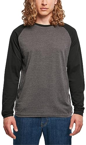 Build Your Brand Męski T-Shirt Contrast Raglan Longsleeve Charcoal/Black S, grafit/czarny (Charcoal/Black), S