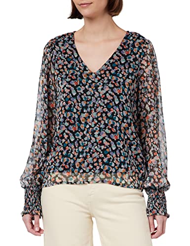 Vila Bluzka damska VIFALIA L/S TOP/SU, czarna/AOP:Dotti, 36, Czarny/Aop: dotti, 36