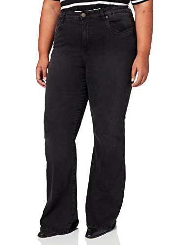 Urban Classics Damskie spodnie z wysokim stanem Flared Denim, Black washed, 32 PL
