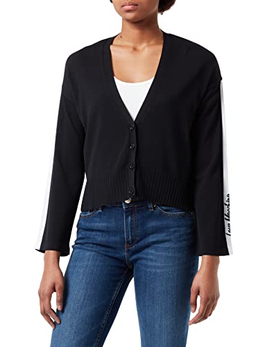 Love Moschino Damski sweter asymmentryczne długości kardigan, Czarny, 44