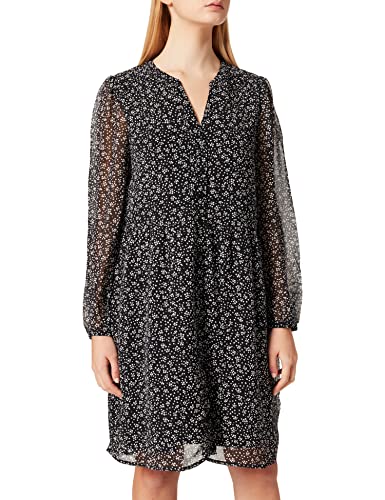 Vila Damska sukienka Viamione L/S Dress/Su-Noos, Black/Aop:ally, 34 PL