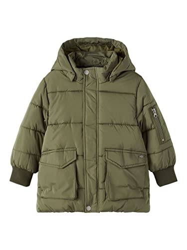NAME IT Boy's NKMMUSO Puffer Jacket Camp kurtka, Olive Night, 128, olive night, 128