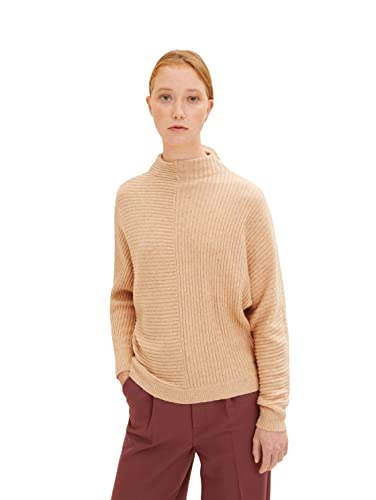 TOM TAILOR Denim Damski Sweter z dzianiny z rękawami nietoperza 1034322, 30849 - Light Sand Beige Melange, XL