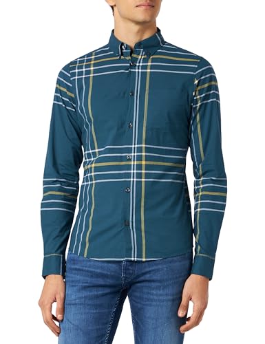 s.Oliver Sales GmbH & Co. KG/s.Oliver Męska koszula z długim rękawem, slim fit koszula z długim rękawem, slim fit, Niebieski zielony, L