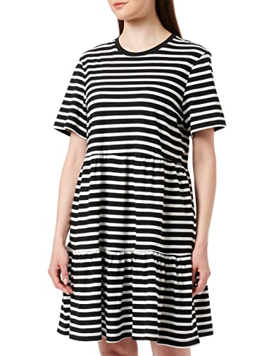 ONLY Women's ONLMAY S/S O-Neck Peplum Dress Box JRS sukienka, czarna/cloud Dancer, rozmiar XL, Czarny/Cloud Dancer, XL