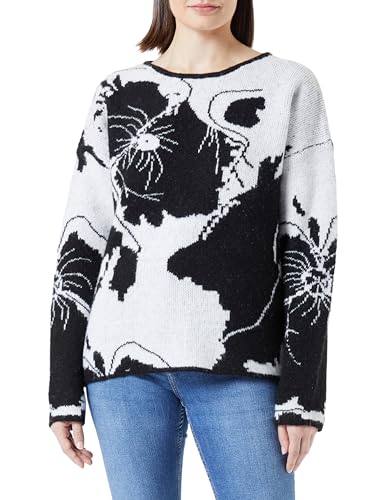 ALARY Damski sweter z dzianiny 10425107-AL01, czarno-biały, M/L, czarny biały, M-L