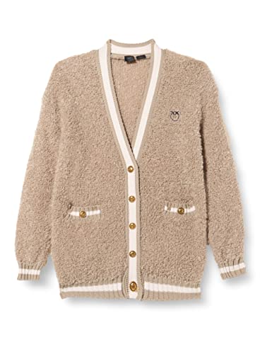 Pinko Damski Cuban Moher Boucle Sweter Kardigan, I35_Beżowy Sznur, L