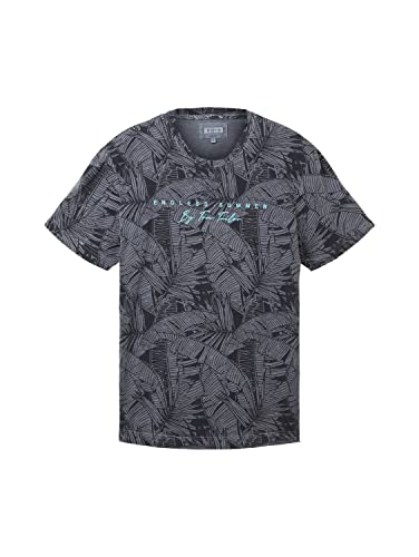 TOM TAILOR T-shirt męski z wzorem palmy, 31800 – Navy Tonal Big Leaf Design, 3XL