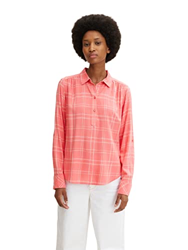 TOM TAILOR Damski Bluzka z wzorem w kratkę 1032577, 30583 - Woven Big Pink Grid Check, 40