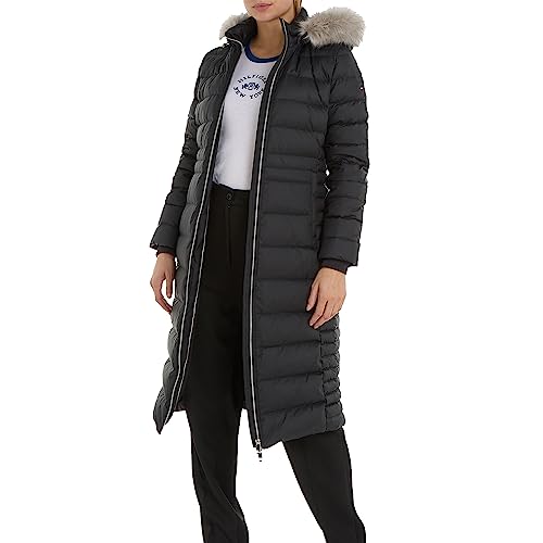 Tommy Hilfiger Damskie puchowe płaszcze Tyra Down Maxi z futrzanym puchem, Czarny, XS