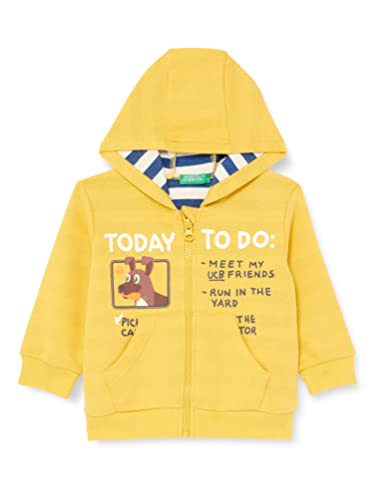 United Colors of Benetton Sweter chłopięcy kardigan, Giallo 901, 6 Miesiące