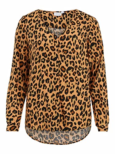 Vila Damska bluzka Vipaya V-Neck L/S Shirt/Su-Noos, Butterum/Aop: leo, 38