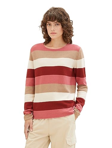 TOM TAILOR Sweter damski, 28150 - Różowy blok Stripe, XS