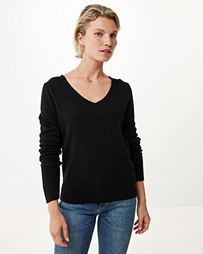 Mexx Damski sweter z dekoltem w serek, czarny, L