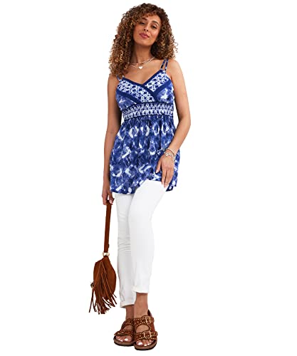 Joe Browns Damska koszulka z nadrukiem obramowania z przodu długi top, NIEBIESKI, 34