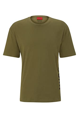 HUGO Koszulka męska RN Relaxed-Fit z bawełny organicznej z pionowym logo, Open Green345., L