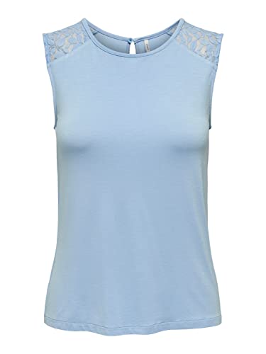 ONLY Onlkanye S/L LACE Mix JRS Top, Clear Sky, S, Clear Sky, S
