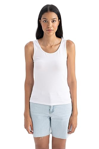 DeFacto Damski top typu crop top, sportowy top damski, modny top damski, sportowy styl, wszechstronne łączenie, biały, M