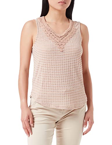ONLY Women's ONLTANIA S/L Mix JRS Top, Nomad/Stripes:Cloud Dancer, L