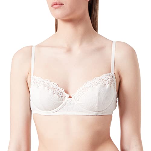 Women'secret Biustonosz Bawełniany, Koronka, Beżowy, Kość Słoniowa, 95C