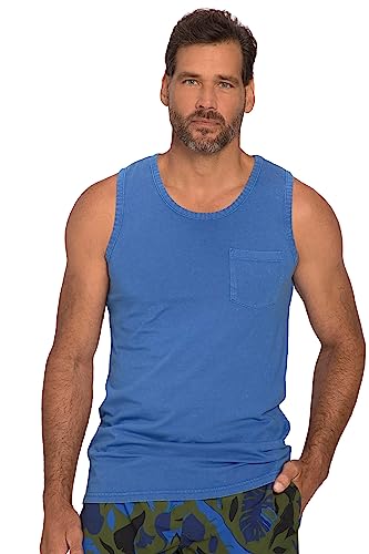 JP 1880, Męski, duże rozmiary, tank top, washed, okrągły dekolt, duży nadruk, mocny niebieski, 6XL