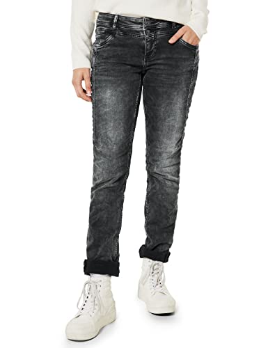 STREET ONE Damskie spodnie jeansowe A375920, Knitted Black Wash, W26/L32, Knitted Black Wash, 26W / 32L