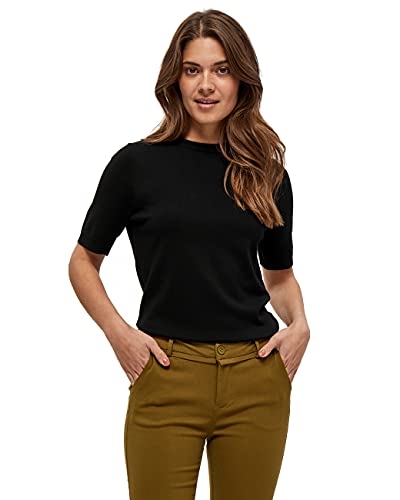 Minus Damska koszulka z dzianiny Pamela, 100 Czarny, XS