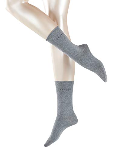 ESPRIT Kobiety Skarpety Basic Pure 2-Pack W SO Bawełna jednokolorowe 2 Pak, Szary (Light Grey Melange 3390), 39-42