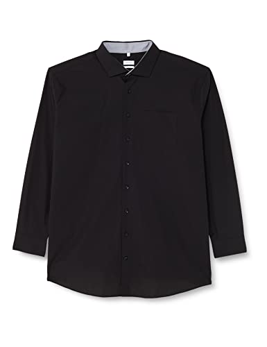 Seidensticker Męska koszula z długim rękawem o regularnym kroju, czarny, 38