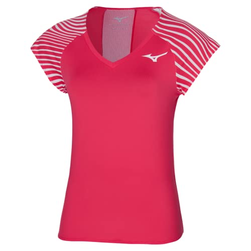 Mizuno Damska koszulka z nadrukiem, czerwona opera, XS