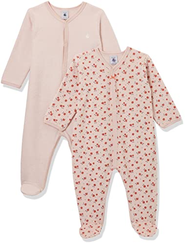 Petit Bateau Dziewczęce opakowanie 2 piżam z bawełny z kwiatowym wzorem (2 sztuki), Saline + Marshmallow/Rover, 18 Miesiące