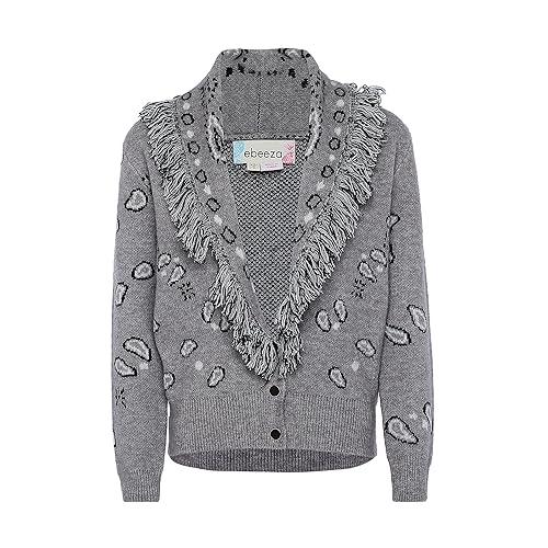 ebeeza Damski kardigan z frędzlami z frędzlami, szary, rozmiar XL/XXL, szary, XL
