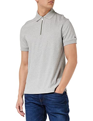 Tommy Hilfiger Męska koszulka polo Dc Interlock Zip Slim S/S, jasnoszary wrzos, L