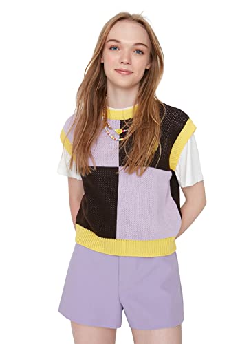 TRENDYOL Bluza damska Crop Knitwear Sweater, fioletowa, S, liliowy, S