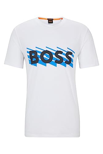 BOSS Męski T-shirt TeeBOSSRete z bawełnianego dżerseju z logo, Natural101, XXL