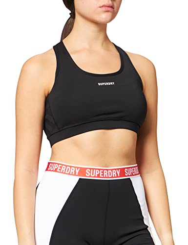 Superdry Damski biustonosz sportowy Train Mid Impact Lock Up, czarny, XS