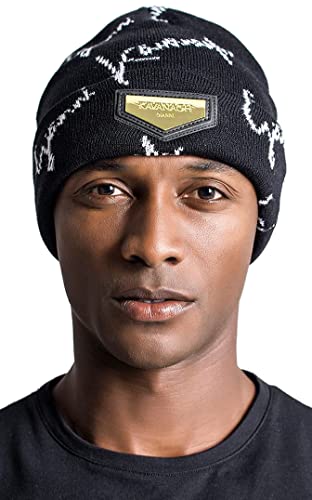Gianni Kavanagh Męska czarna czapka typu beanie GK Signature, Czarny, Rozmiar uniwersalny