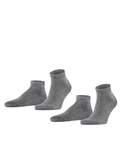 FALKE Mężczyźni Skarpety do trampek Happy 2-Pack M SN Bawełna krótkie jednokolorowe 2 Pak, Szary (Light Grey Melange 3390), 39-42