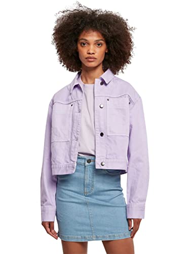 Urban Classics Damska kurtka damska Short Boxy Worker Jacket z kieszenią na piersi dla kobiet, dostępna w 3 kolorach, rozmiary XS - 5XL, fioletowy, XS
