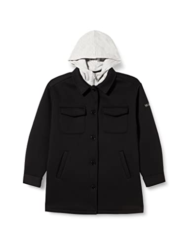 IKKS JUNIOR Manteau Noir avec Parmenture et Capuche Amovibles Xu42004.02 płaszcz dla dziewczynek, Czarny, 14 lat