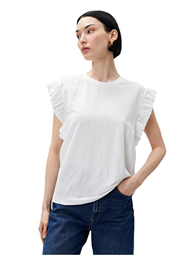 Koton Koszulka damska Crop V Neck Shirred Detail T-Shirt, biały (000), L