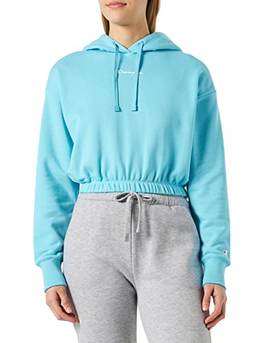Champion Damska bluza z kapturem Legacy American Classics Powerblend Terry małe logo Boxy Bluza z kapturem, błękitna, S