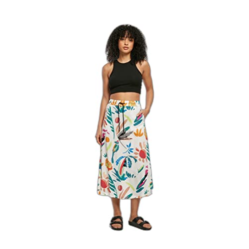 Urban Classics Damska spódnica Viscose Midi Skirt, długa spódnica z wiskozy dla kobiet, dostępna w wielu kolorach, rozmiary XS - 5XL, Whitesandfruity, XL