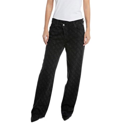 Replay Zelmaa jeansy damskie z szerokimi nogawkami, 098 BLACK, 32W / 32L