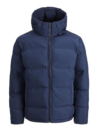 JACK & JONES Boy watowana kurtka chłopięca poliester z recyklingu, granatowy blezer, 152