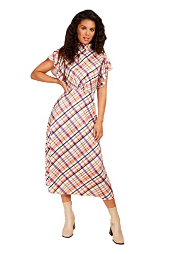 Little Mistress Damska satynowa sukienka Midaxi w kratkę na specjalne okazje, multi, 38