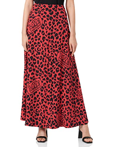 Love Moschino Damska spódnica lopng z animalierskim nadrukiem na całej powierzchni, czerwony czarny (Red Black), 38